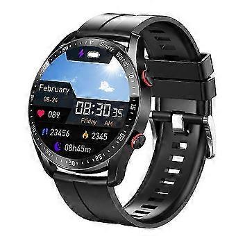 Nieuwe Ecg+ppg Horloge Heren Bluetooth Oproepklok Sport Fitness Tracker Smartwatch Voor Android Ios Pk I9 Horloge Zwart Siliconen riem