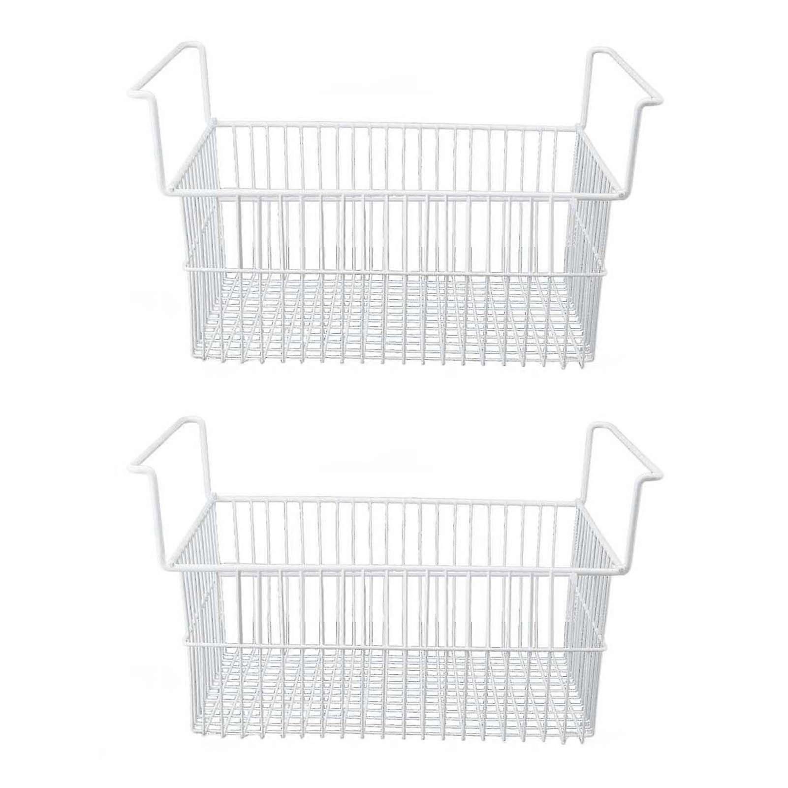 2 Stück Gefrierschrank Organizer Behälter Stahldraht Große Kapazität Stark Lager Gefrierkorb mit Griff für Schrankarbeitsplatten 49,5 x 29 x 27 cm / 19,5 x 11,4