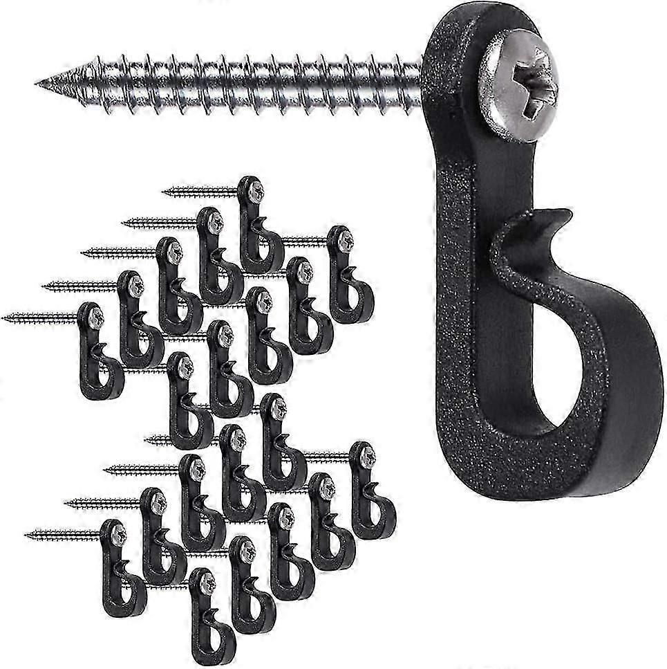 20 Pack Q Shape Hooks with Phillips Screws for Garage, Outdoor New Year Party and Easy Release LED Lights, 40lbs Capacity, Wide Screw