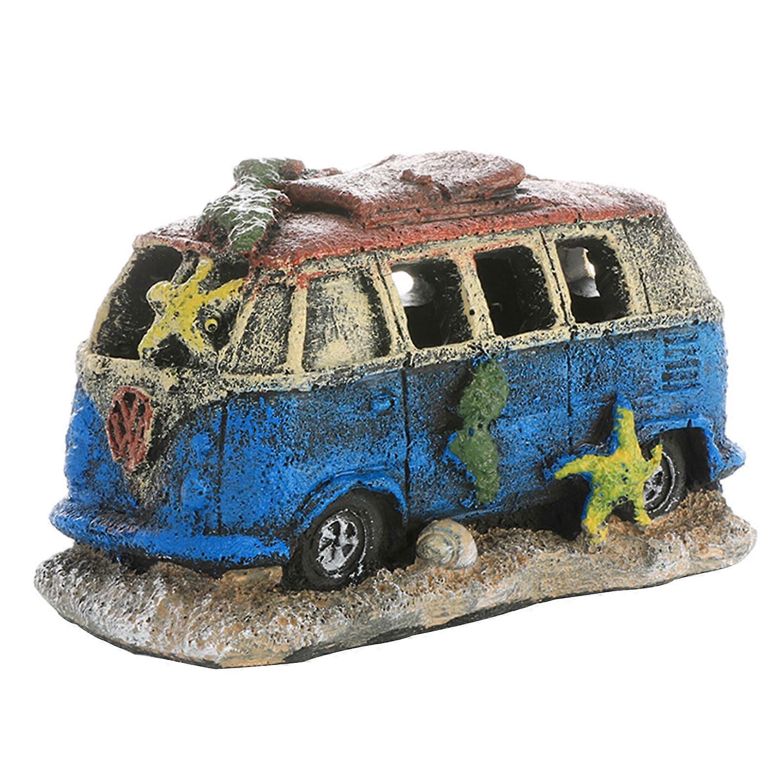 水槽の装飾水族館の隠れ家壊れた車両の家、洞窟樹脂難破船の車の装飾品の造園アクセサリーの魚