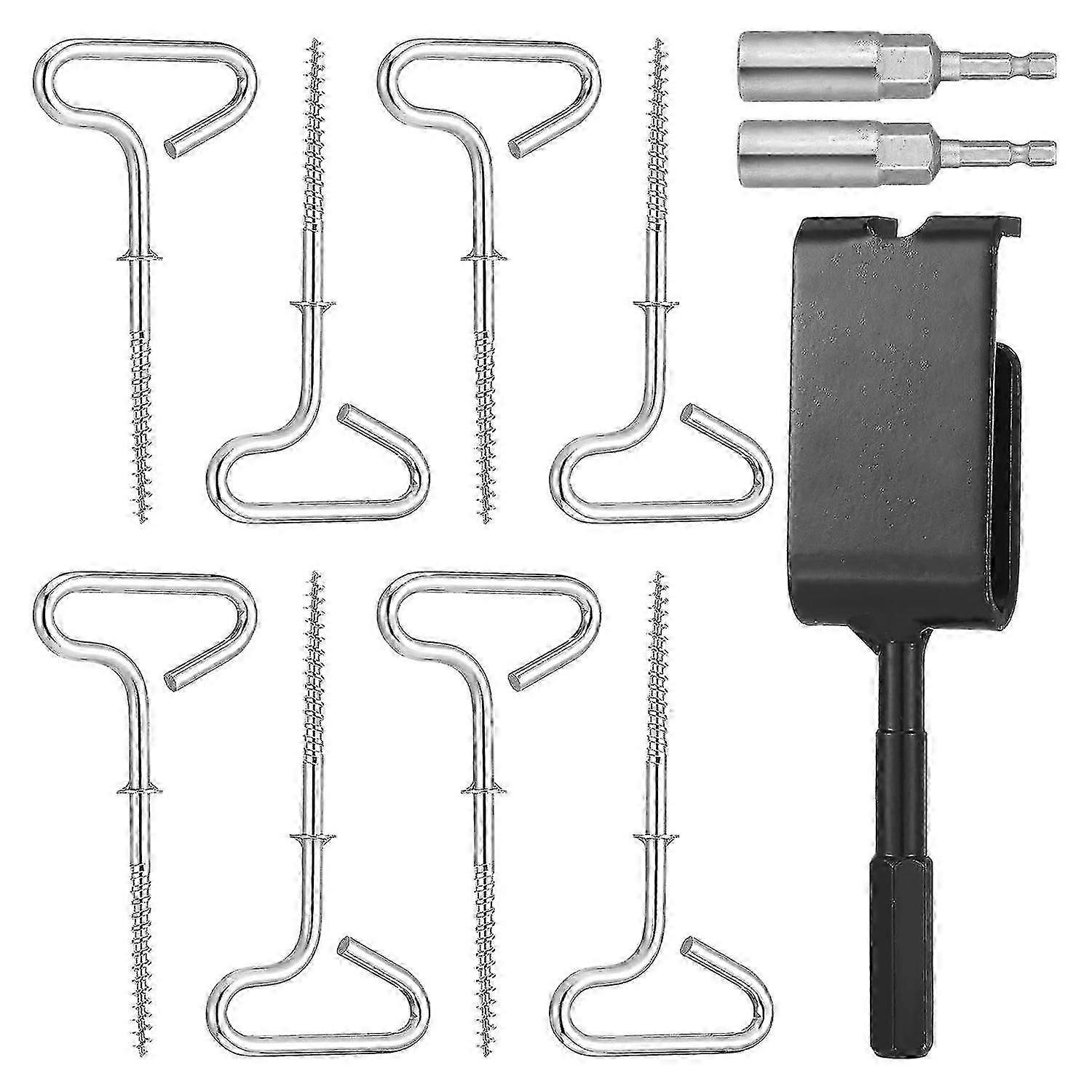 Ice Anchor Tool Kit Includes Ice Anchor Drill Adapter 8 Threaded Peg Ice Fishing Shelter Stake Nail