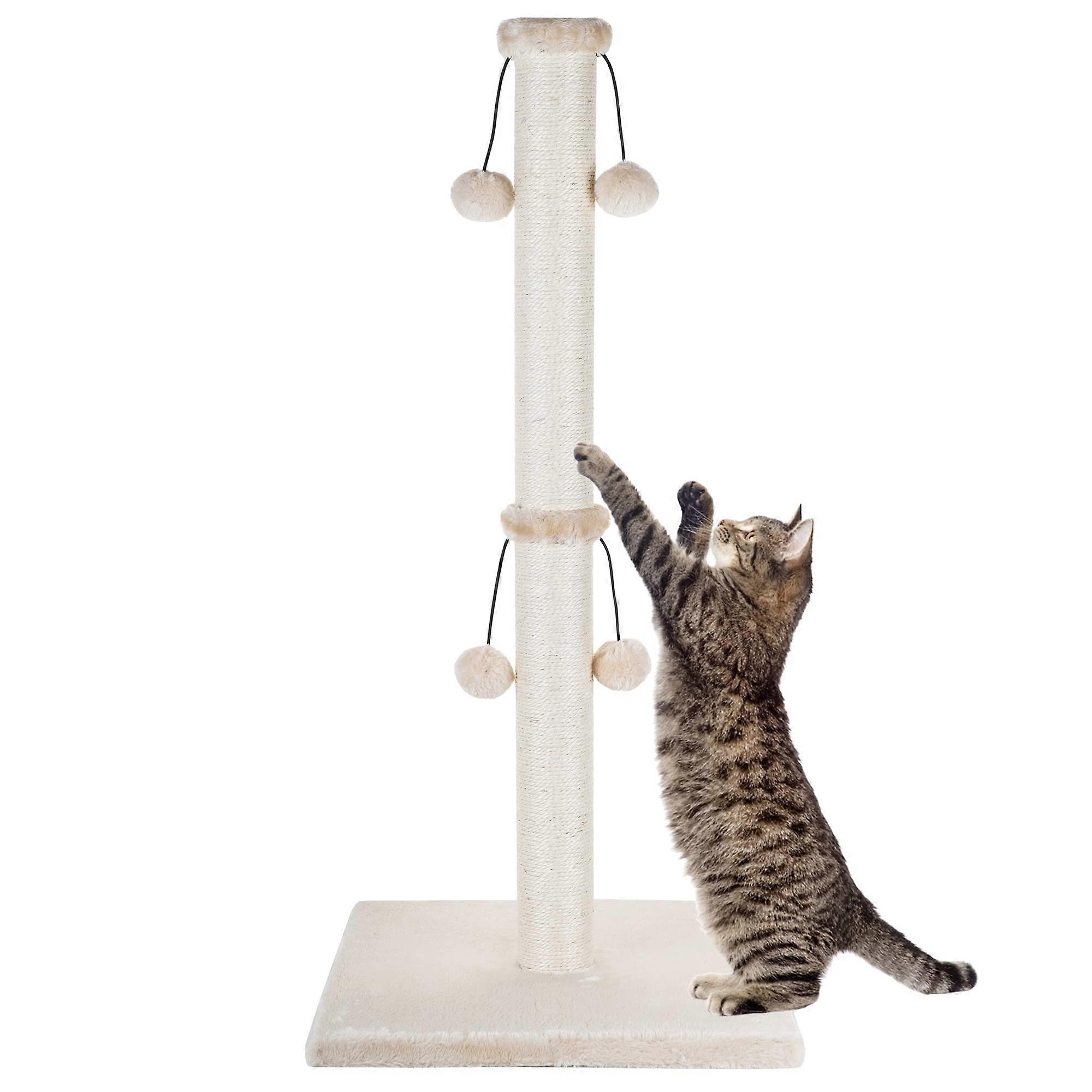 1 Cat Scratching Post with Natural Sisal for Large Cats with Teasing Toy Ball 34 Inches
