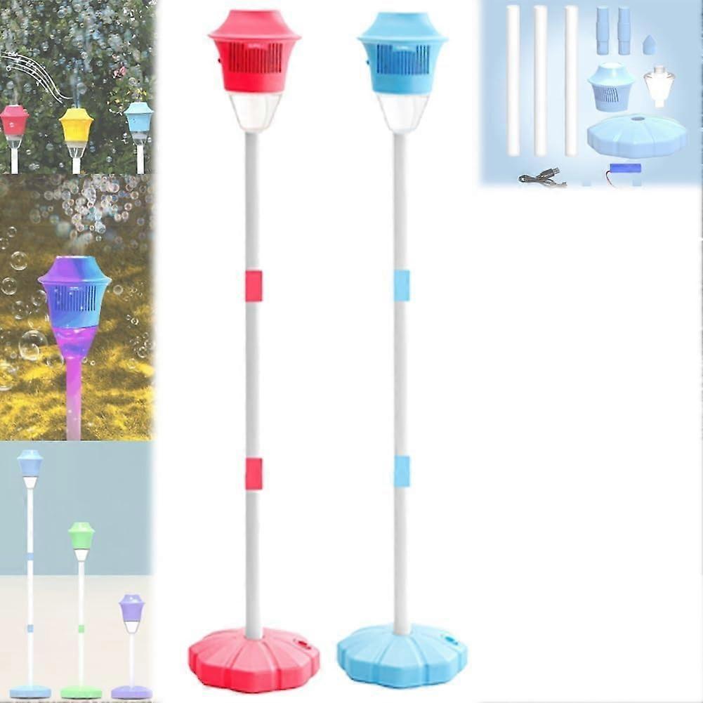 Bubble Torch Garden Lamp - Rechargeable Automatic Bubble Machine Stand, Indoor Outdoor Blower with Lights for Weddings and Parties (Blue)