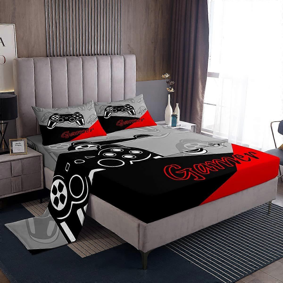 Bed Sheets Set 4-Piece Gamer Design For Gaming Full Size