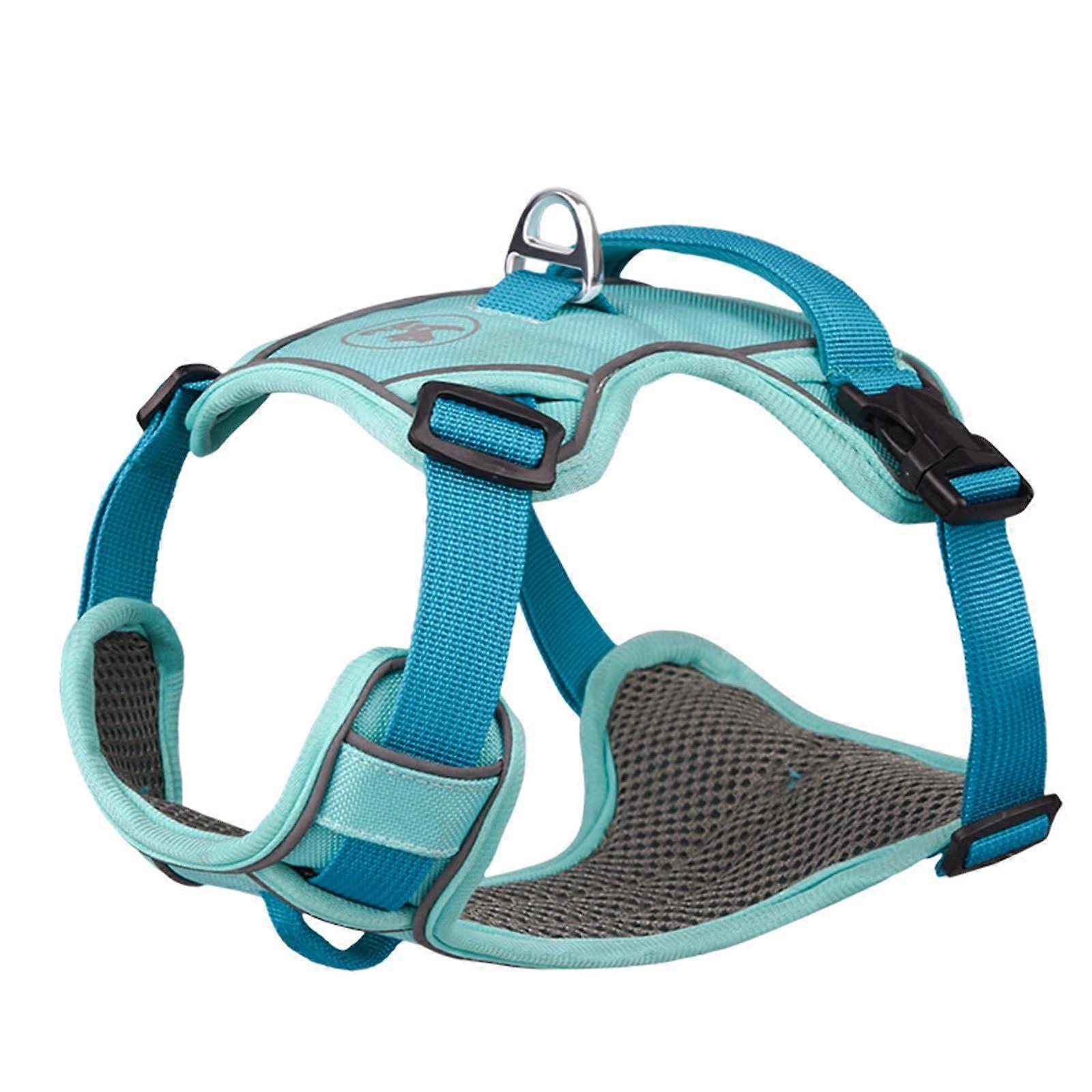 No Pull Adjustable Dog Harness Reflective Vest Harness with Easy Handle Control Oxford Dog Harness for Small Medium Large Dogs,Blue,M