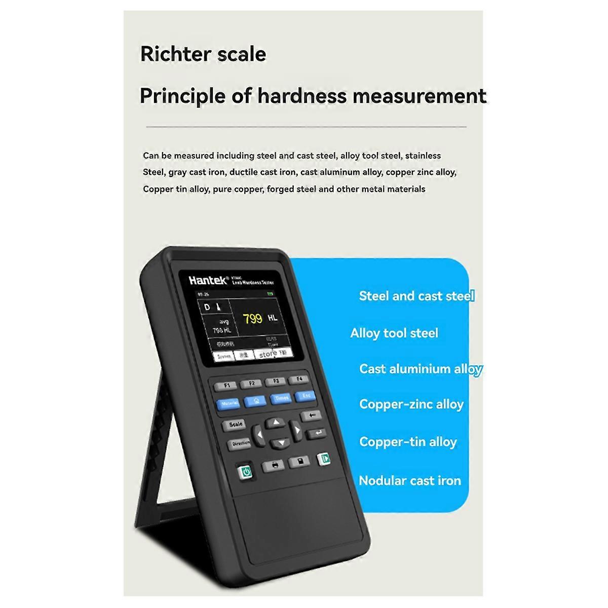 Hantek HT360-I Portable Hardness Tester Richter Measurement Principle Test Steel, Cast Steel, Alloy,