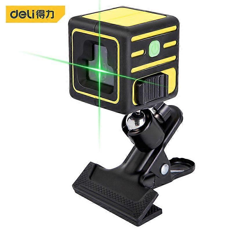 Deli Laser Level Laser360 Mini Handy Green Red Light Automatic Rotary DIY Horizontal & Vertical Cross 2 Line Portable Line