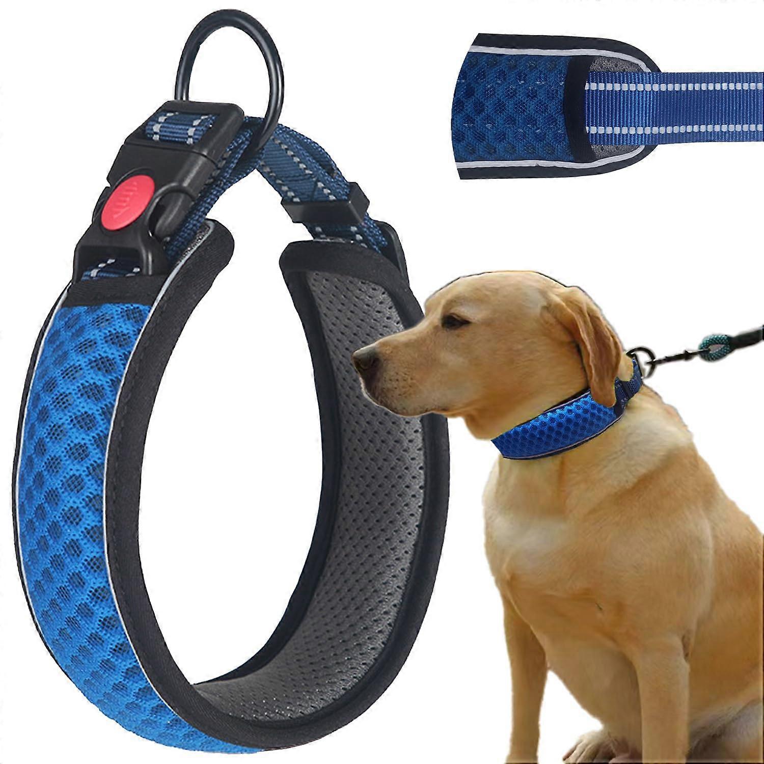 OdorResistant  Widened Design Reflective Dog Collar – Adjustable, Breathable Mesh, Neck Strain Free