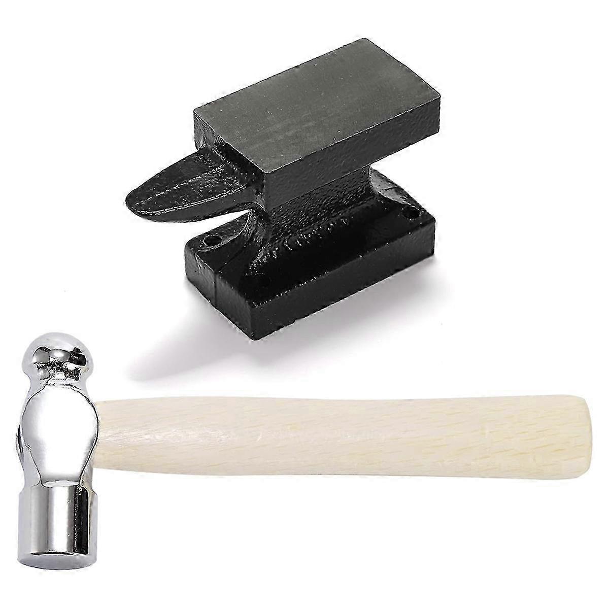 1.1 Lbs Small Horn Anvil Bench Block with Metal Stamping Hammer for Jewelry Making & Repairing, Cast NN