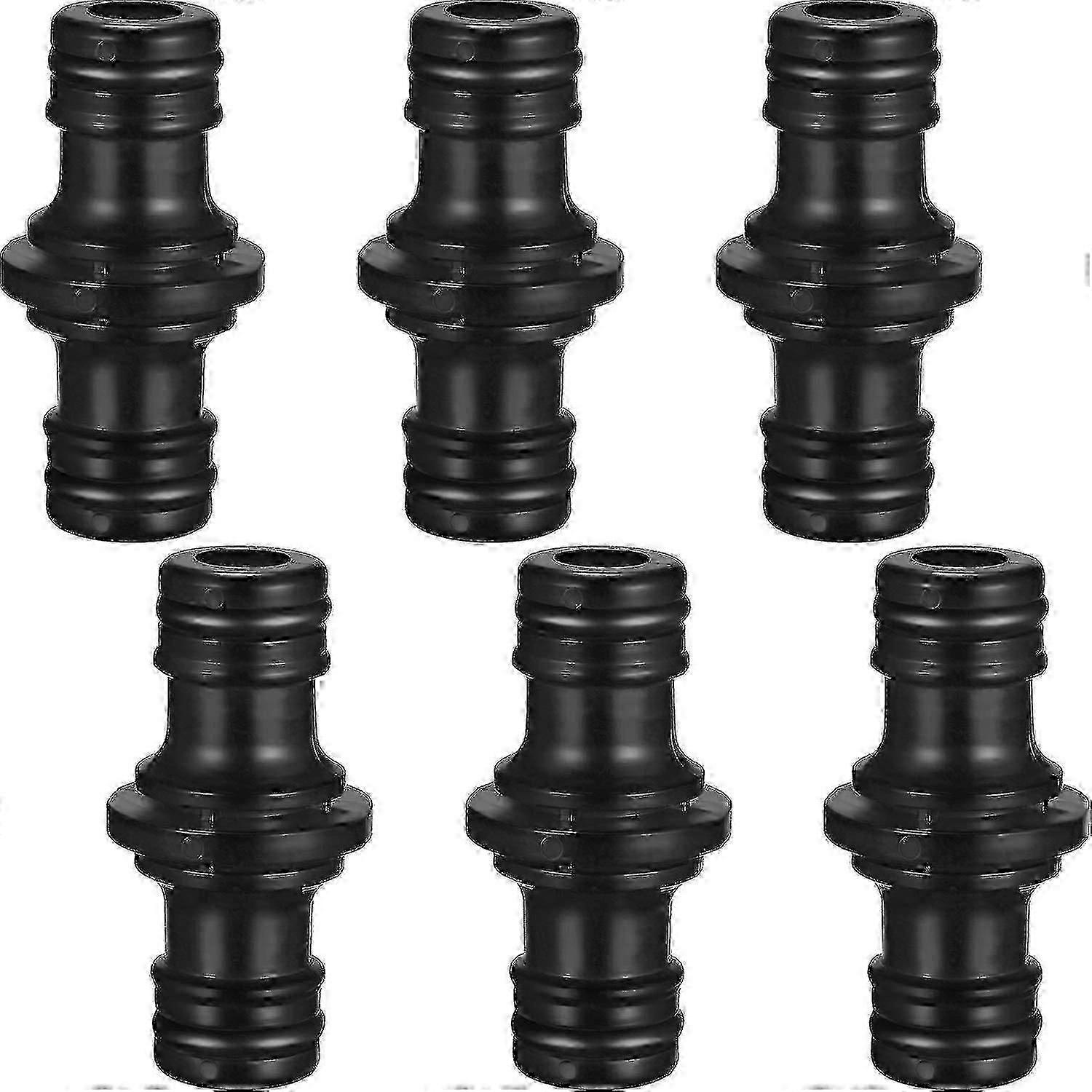 6 Pack Double Male Hose Connectors Extender For Join Garden Hose Pipe Tube (black)