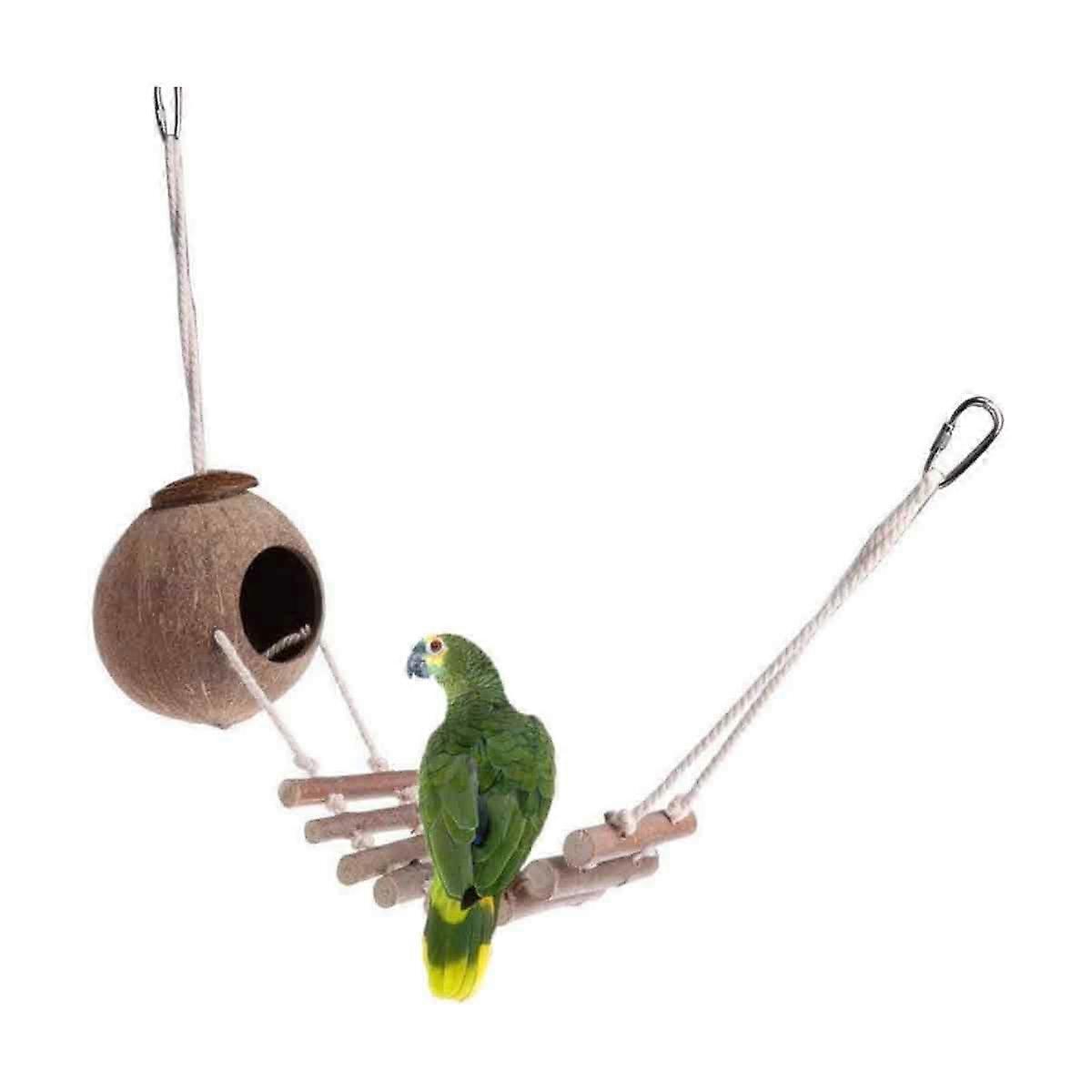Coconut shell bird nest parrot chew toy bird toys hanging bird nest