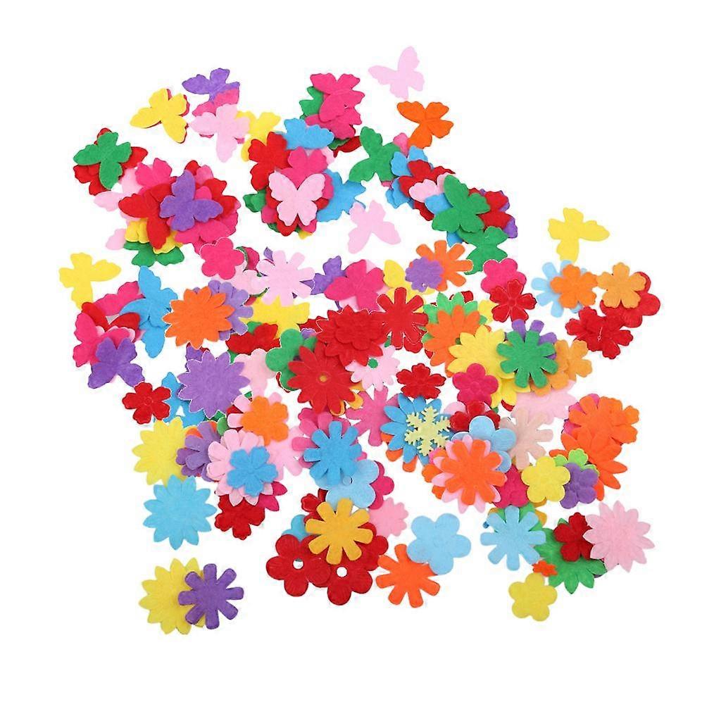 200pcs Multi Color Felt Flower & Butterfly Shape for DIY Crafts Decoration