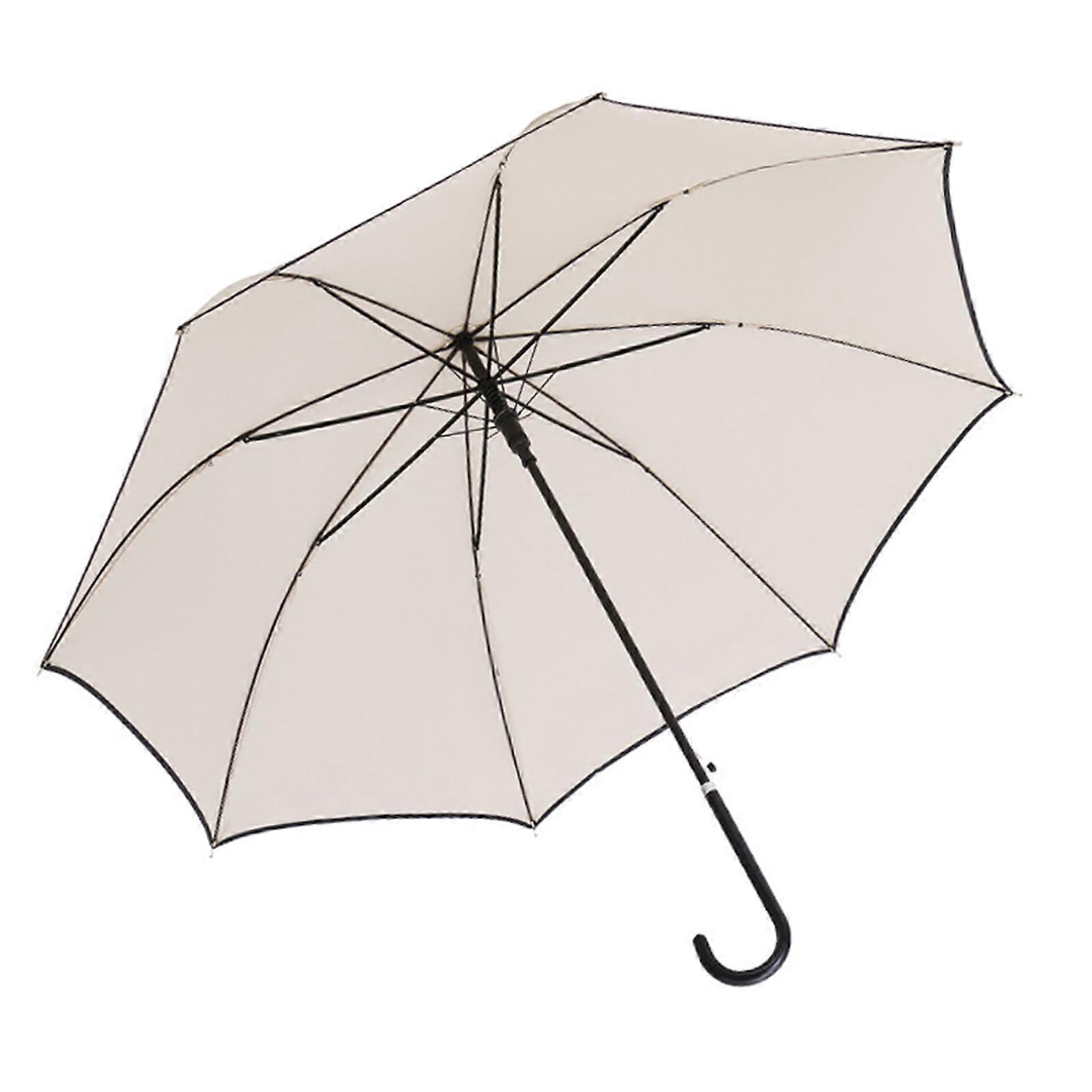 Classic Long Stick Umbrella with Large Leather Handle Windproof Automatic Open Rain Umbrella