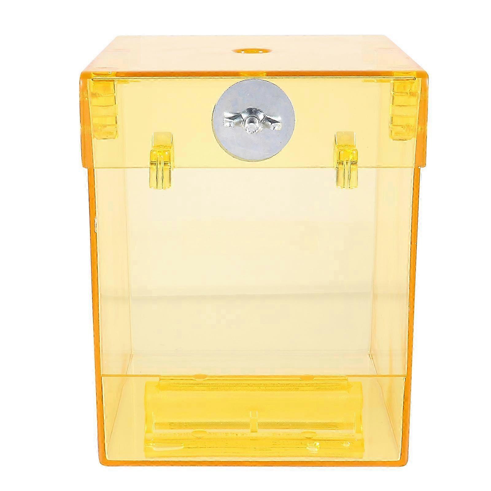 ببغاء حمام مربع معلق حوض الاستحمام قفص دش التبعي 13X13X16.5CM أصفر