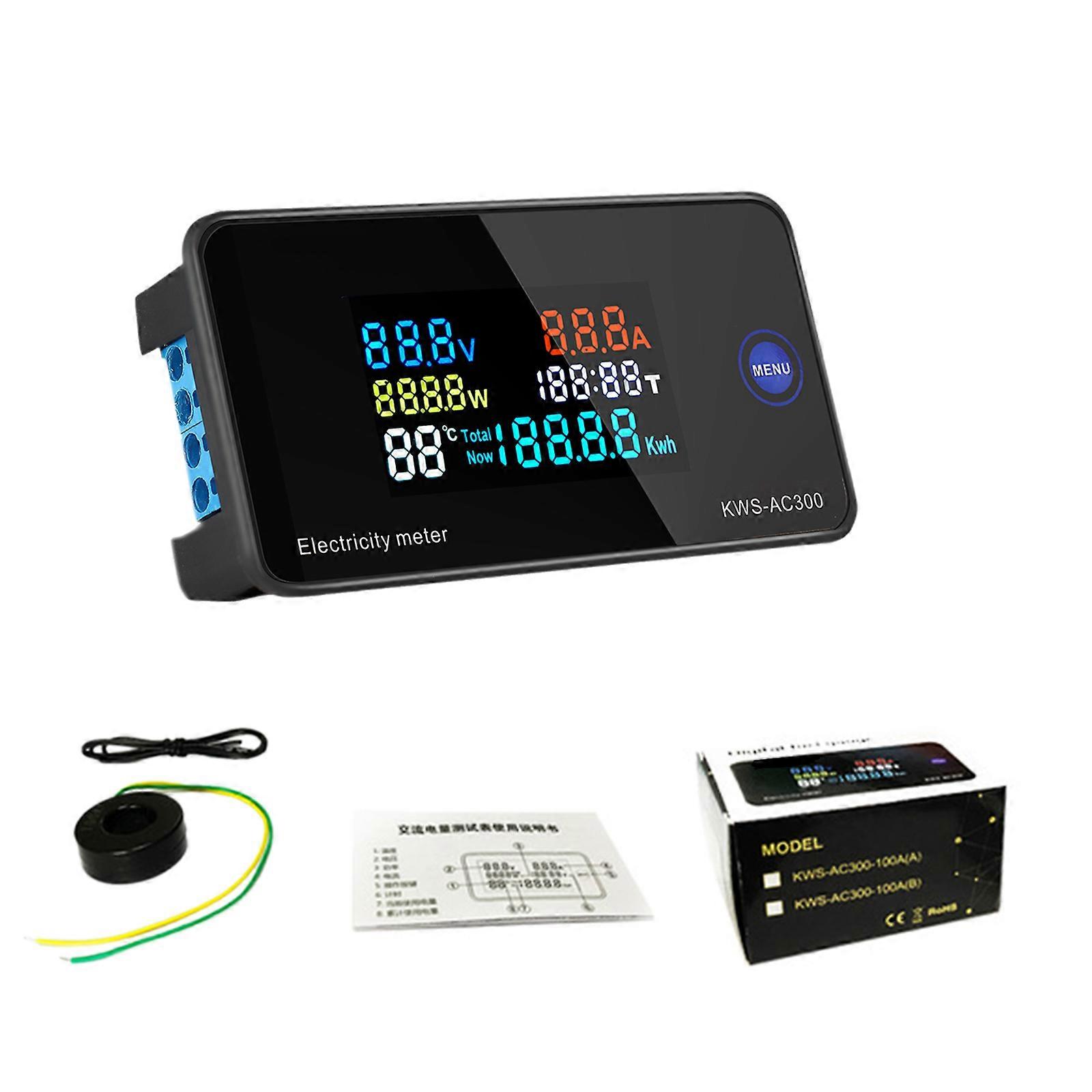 AC LCD Display Digital Multimeter Ammeter Voltmeter Current Voltage Power Energy Meter Tester Temerature Display