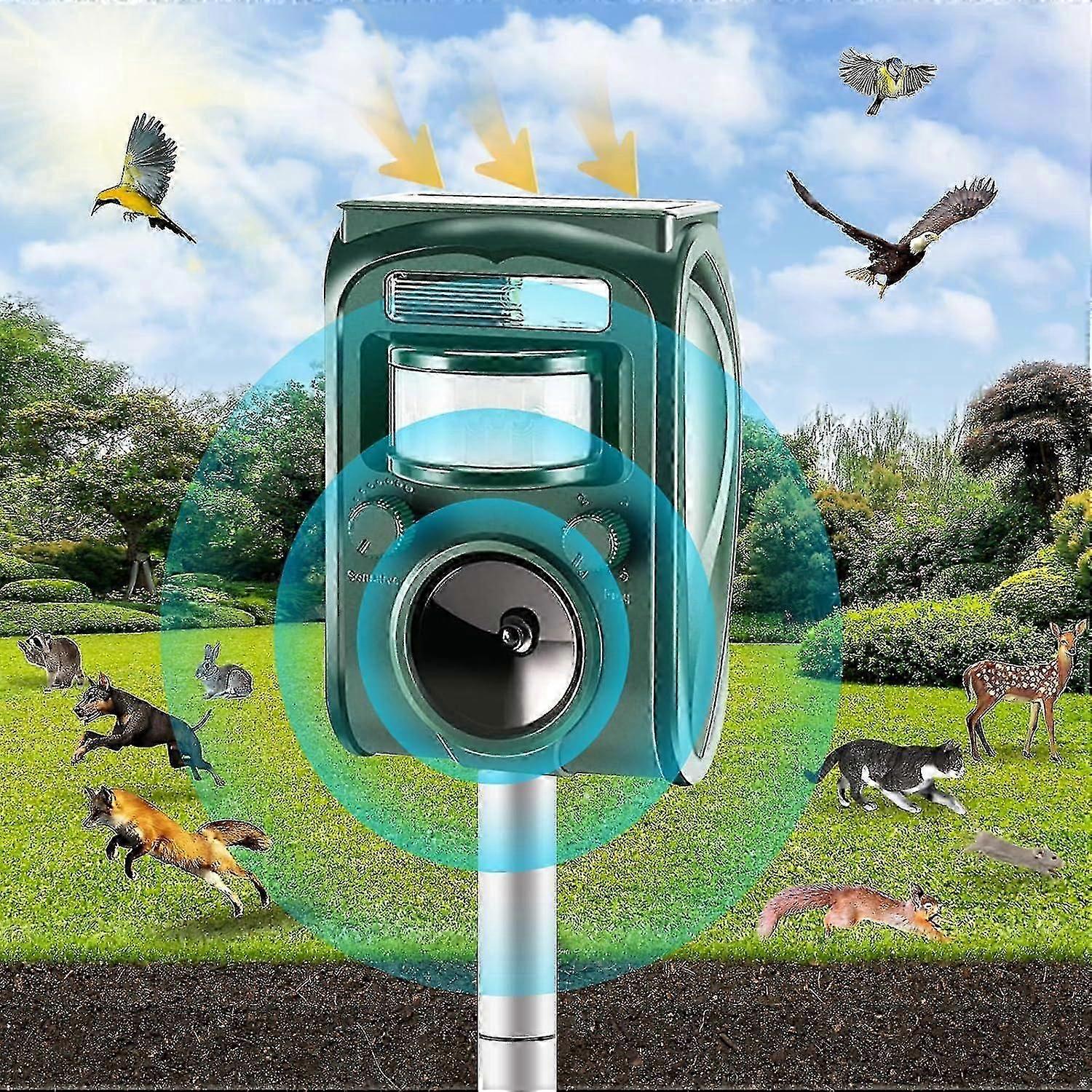 Ultrasonic Animal Repellent, Outdoor Solar Powered Squirrels Deterrent With Motion Sensor,sound And Led Flashing,waterproof Deer Repeller,animal Repel