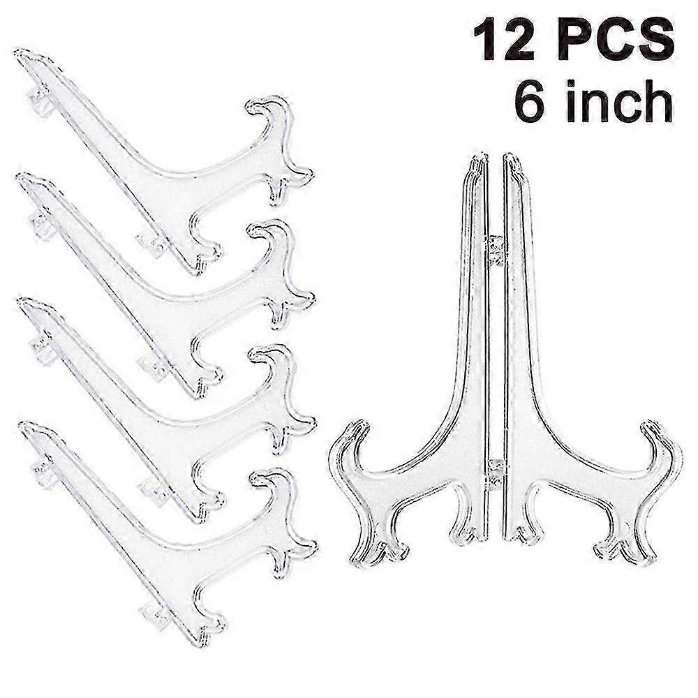 12 Pieces Plastic Easels for Plate Display, Folding Plate Stands for Various Brands