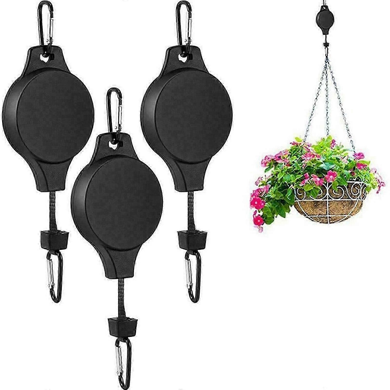 Adjustable Retractable Plant Hanger with Hook for Hanging Baskets & Flower Pots