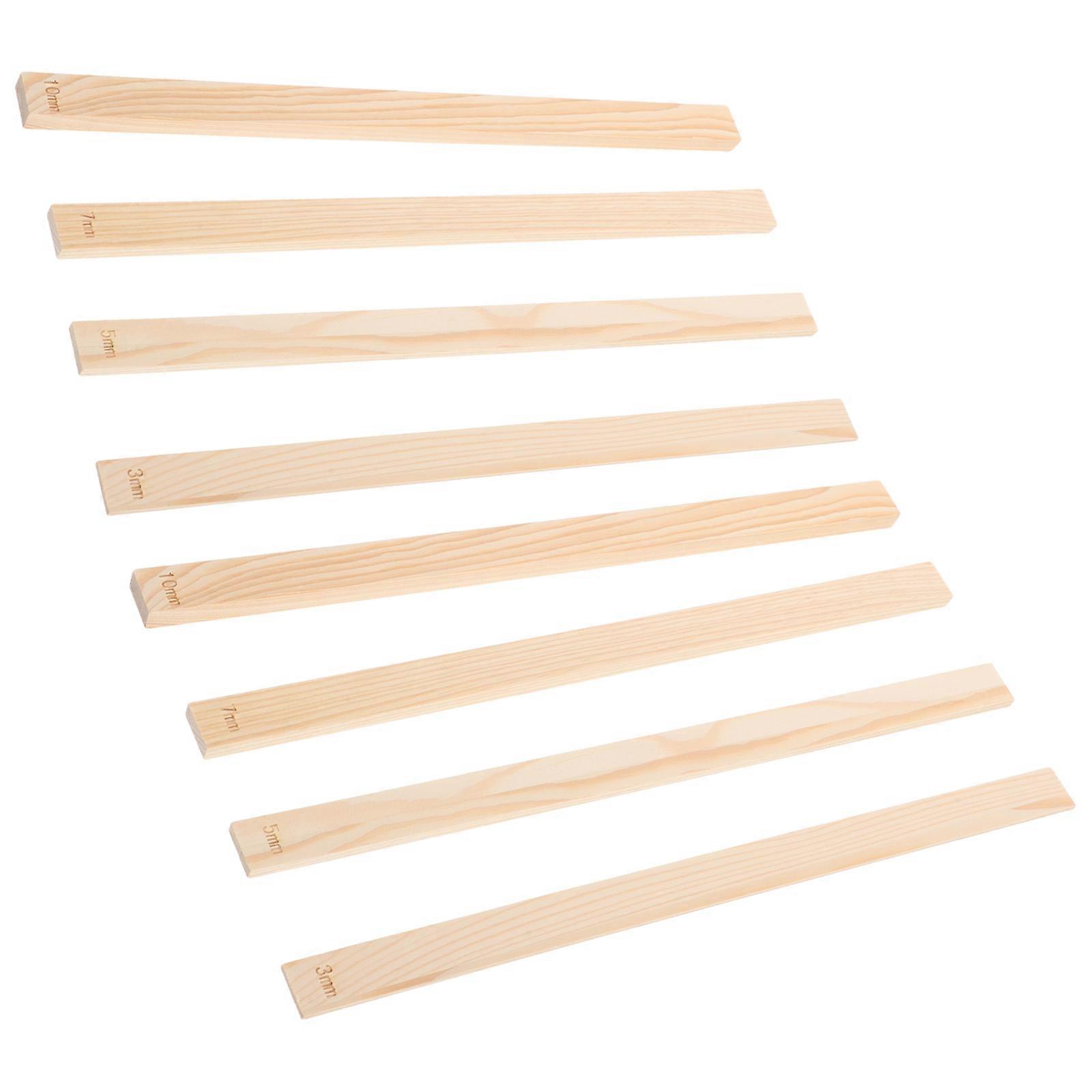 Pottery Mudboard Guide Wooden Strips for Precise Clay Rolling 8Pcs Set Beige