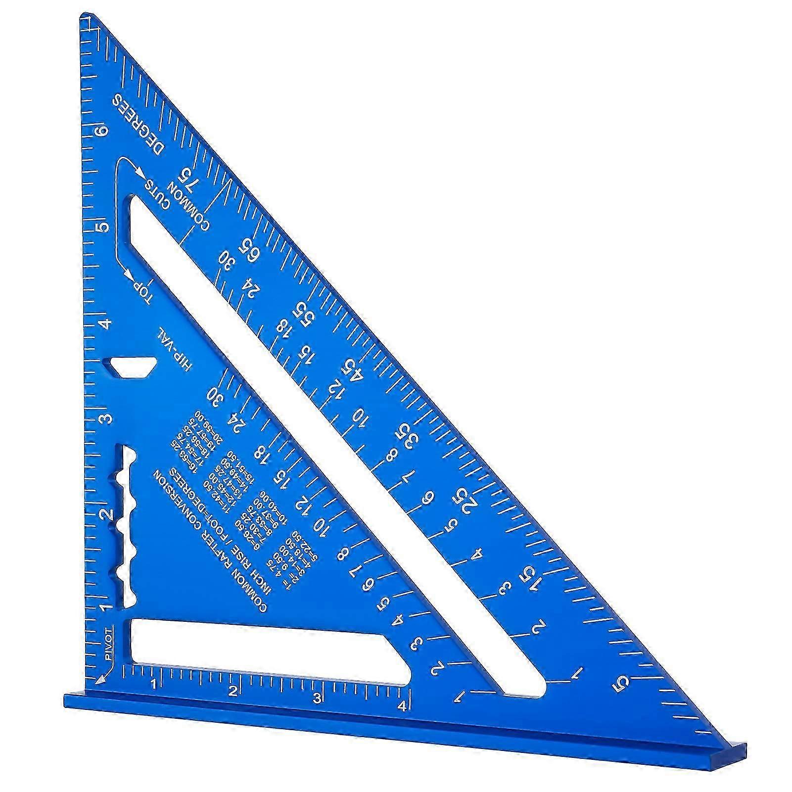 7 Inch Triangle Ruler, Blue Triangle Ruler, High Precision Aluminum Alloy Triangle Ruler,Layout Measuring Tool