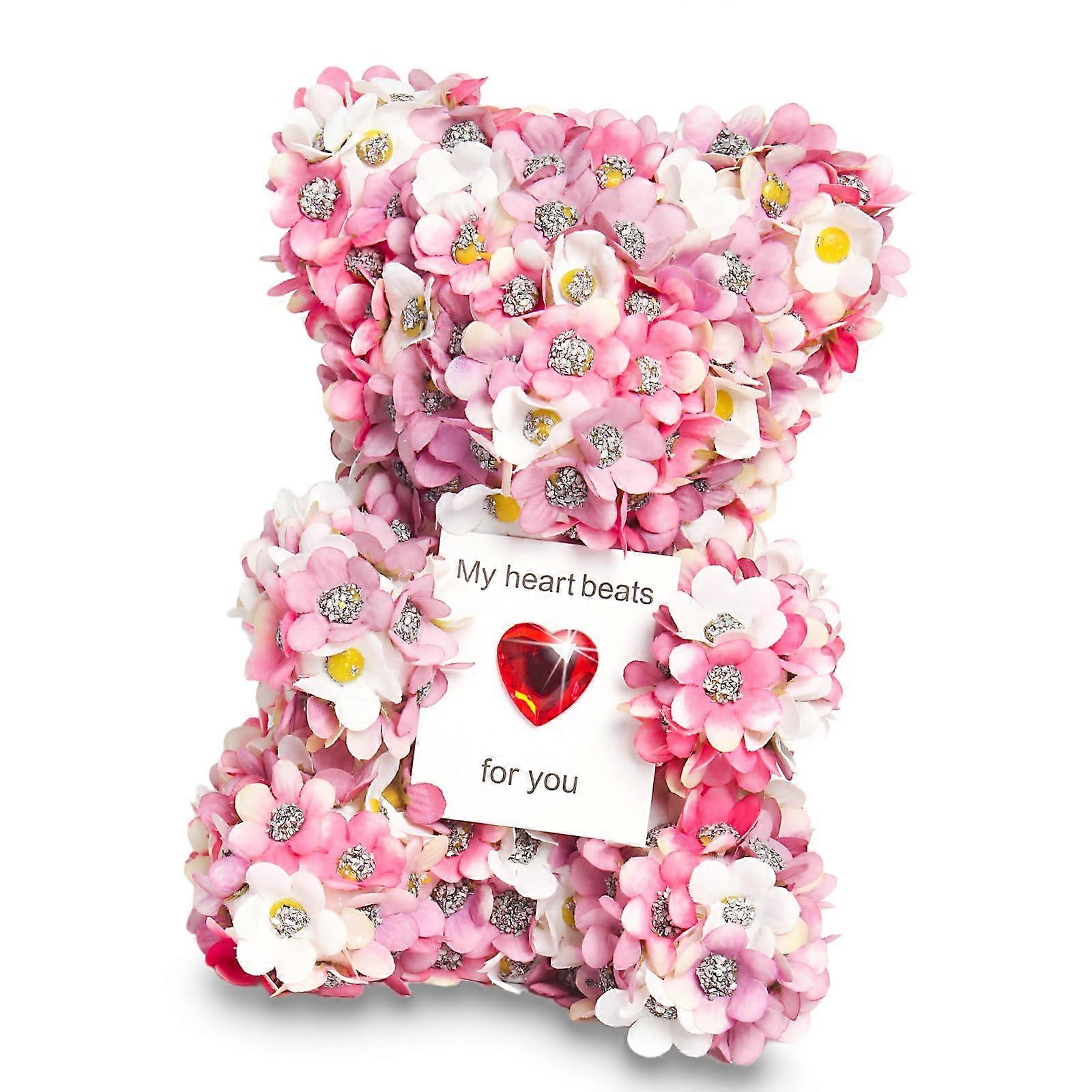 Delicate artificial flower bear for Valentine's Day, made of durable materials for lovers and elegant celebrations.