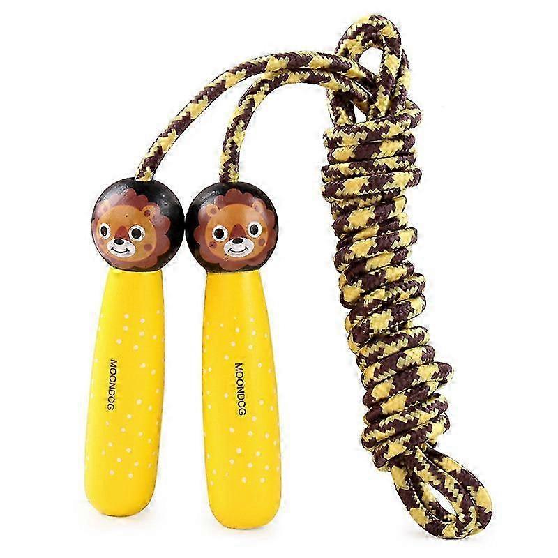 Adjustable Jump Rope for Kids with Cartoon Wooden Handles, Ideal for Fitness Training, Fun Yellow Design