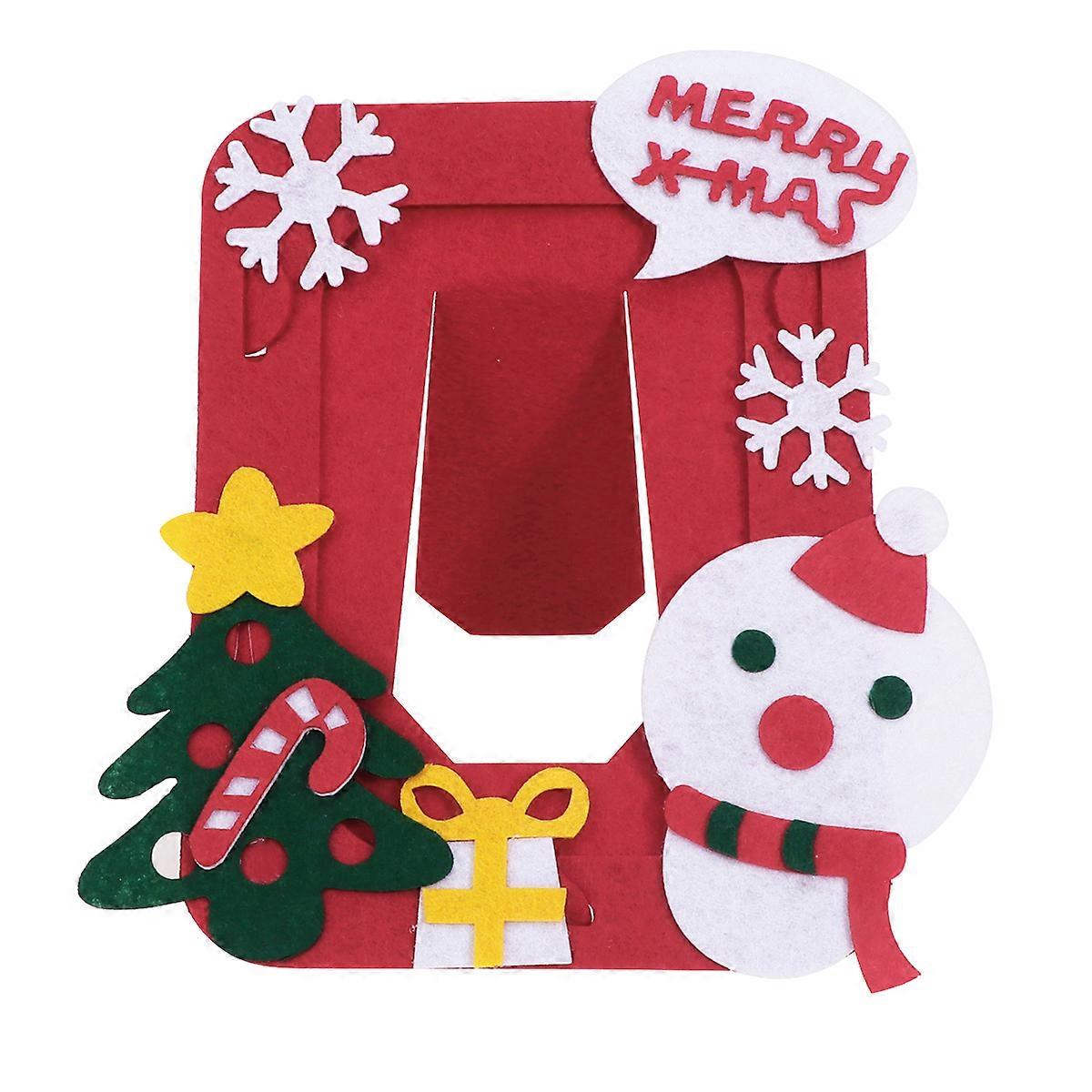Handmade Frame Non Woven Christmas Style Home Decoration Display On Desks And Cabinets Red 1Pack