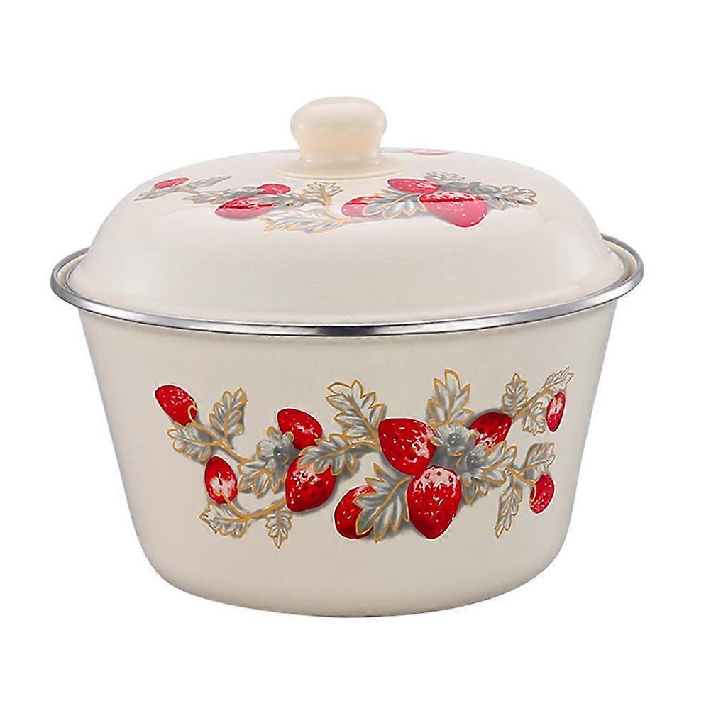 Retro Enamel Basin Food Storage and Spice Storage for Housewives 7.07X7.07X3.93in 1Pcs