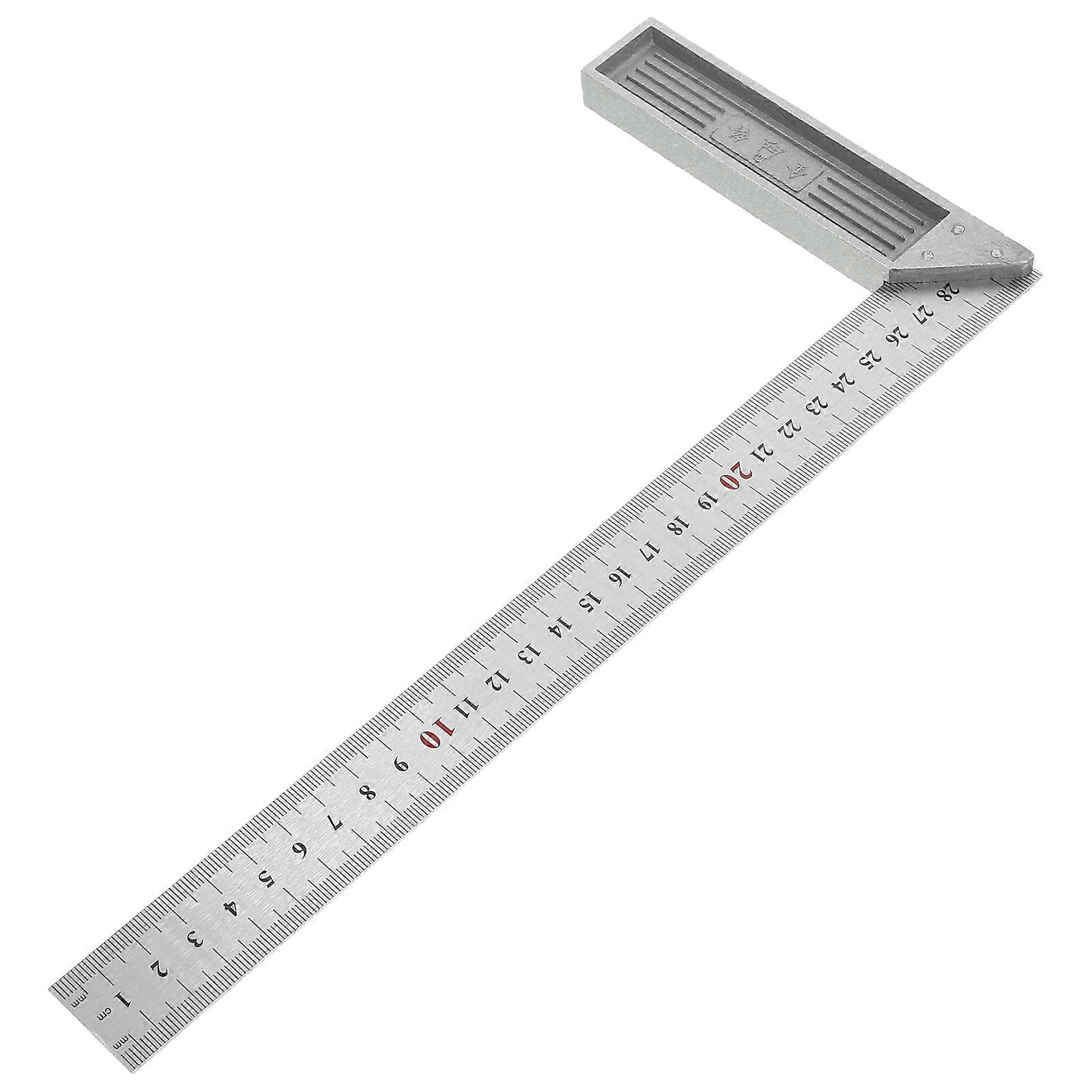 Measuring Tools Useful L-Square 90掳 Angle Metal Ruler for DIY Handcraft Silver 30.00X13.80X1.20CM Ruler Function 1Pack