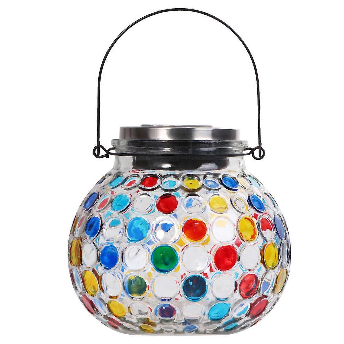 Jar Light Mosaic Lamp Celebration Use 15 x 15 x 15 Cm Glass Jar Shape Automatic Charging with Solar Panel 1Pack
