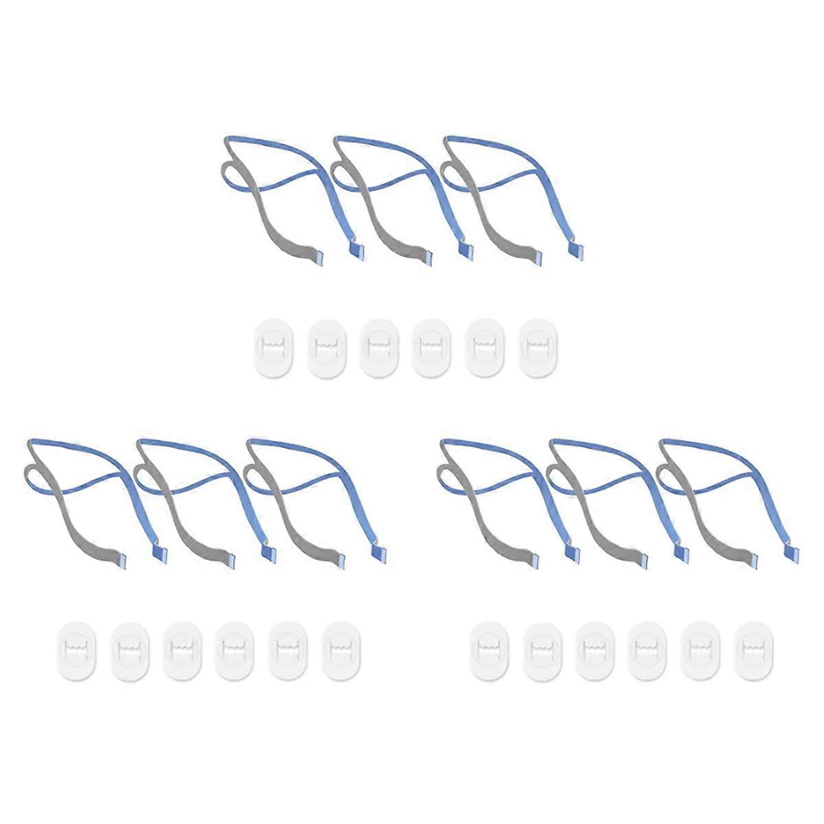 9PCS Replacement Headgear for P10 Nasal Pillow CPAP Mask Straps with 18 Adjustment Clips