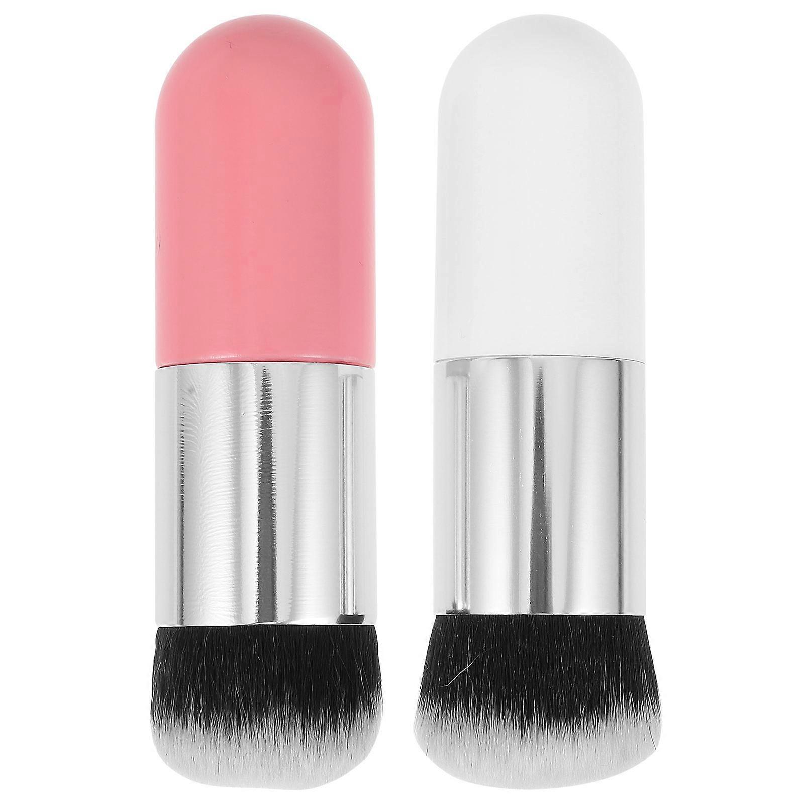 2Pcs High Density Foundation Makeup Brush Set for Blending Liquid and Cream
