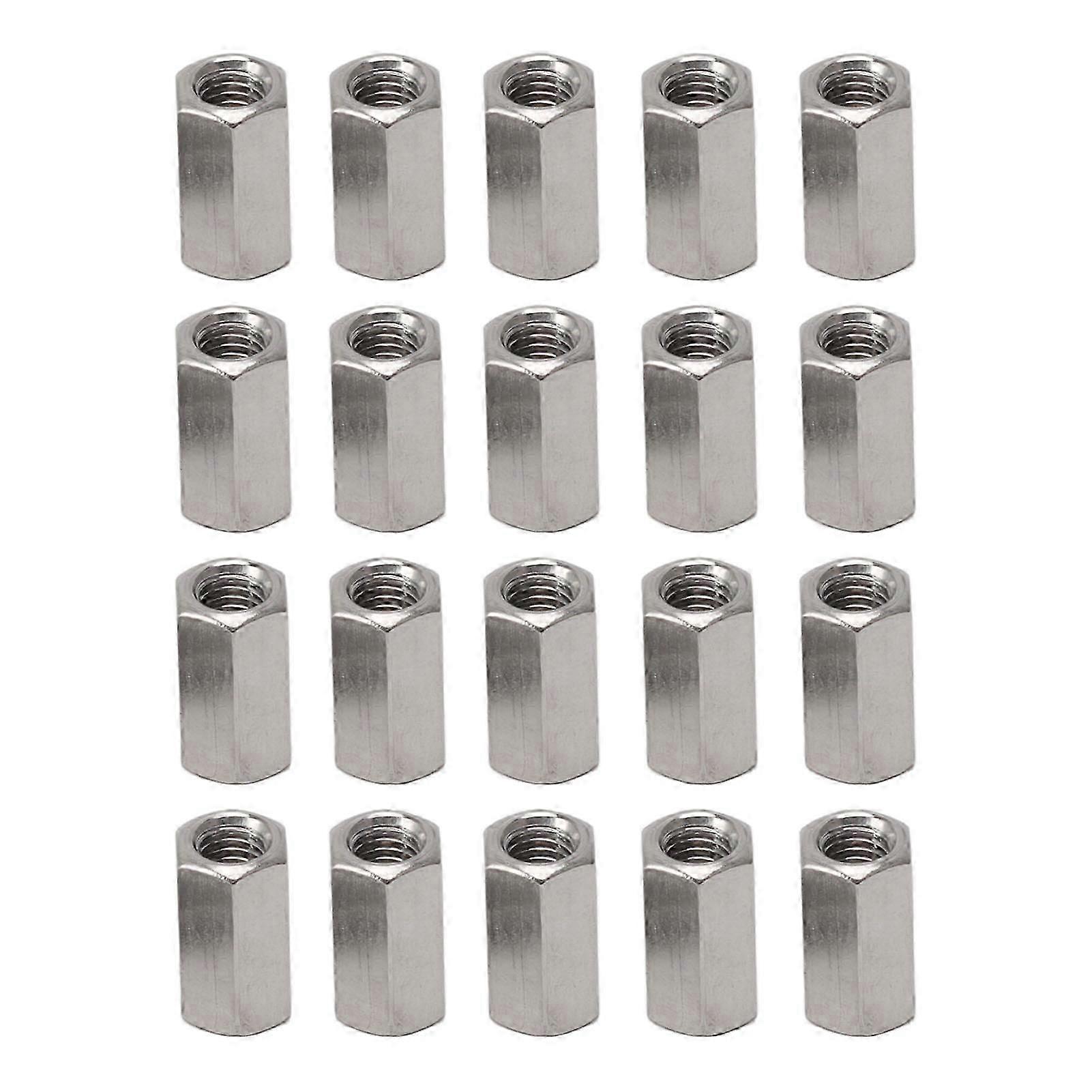 20Pcs Silver M5 Hex koblingsmutter Koblingssett i rustfritt stål koblingsmutter for innendørs dekorasjon