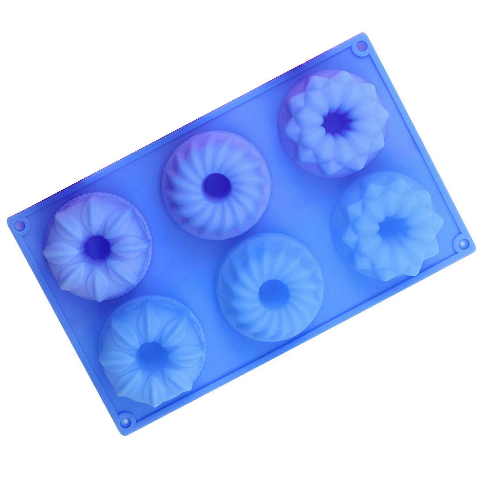 Silicone Flower Mold with 6 Cavities, Blue Baking Tool for Cakes and Cupcakes, Durable Kitchen Bakeware
