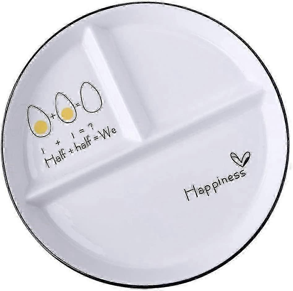 Split Ceramic Dinner Plate - Convenient Three-Section Food Serving Plate for Lunch and Meals