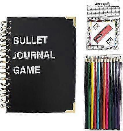 Bullet Journals Game, Bullet Dotted Journal Game Notebook, Annual Financial Spending Tracker, for Planners, Savings, Finances and Projects, Record Tas