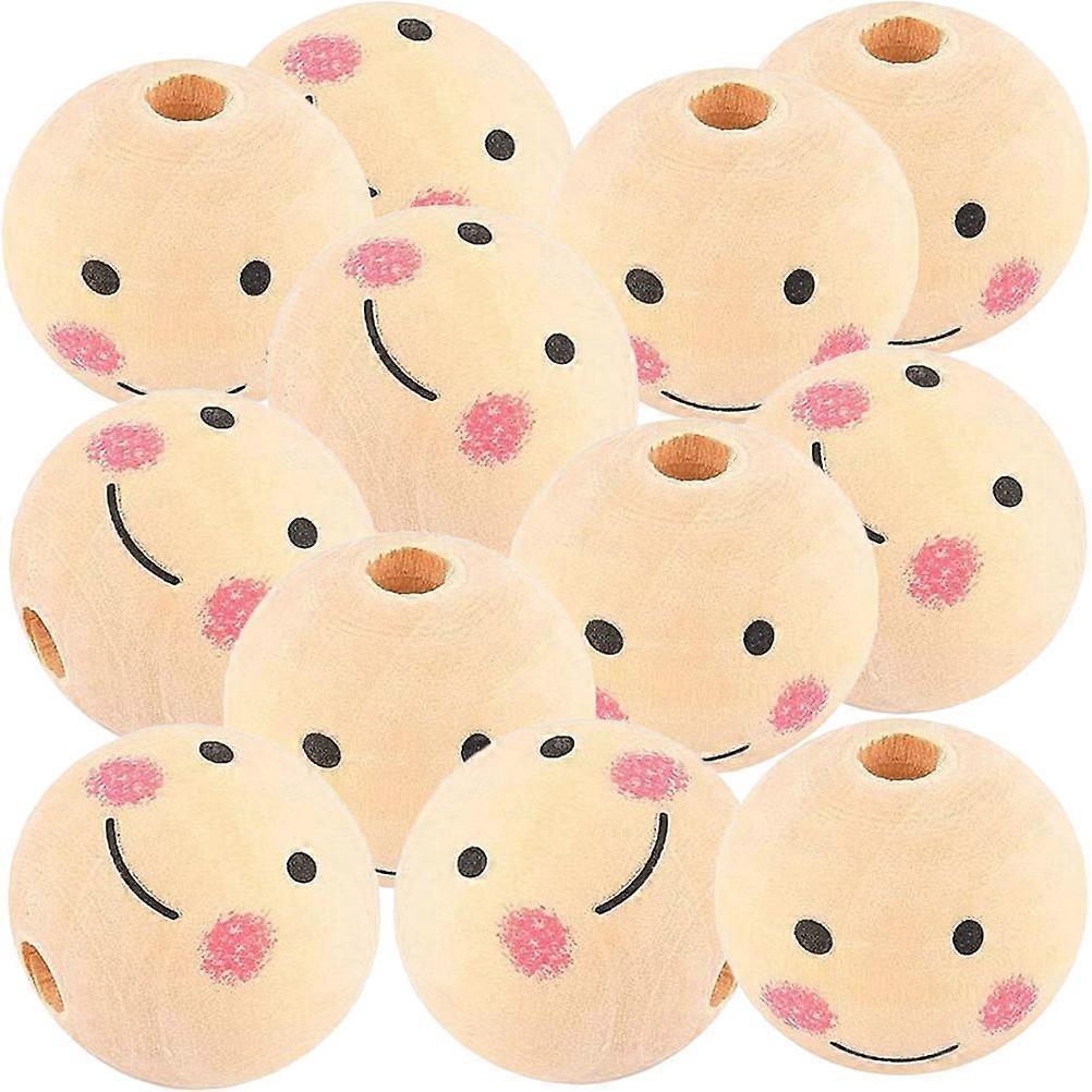 Assorted Color Smile Beads Natural Wood Beads for Craft Projects 25mm Diameter 4.5mm Hole Size DIY Jewelry Making 50Pcs
