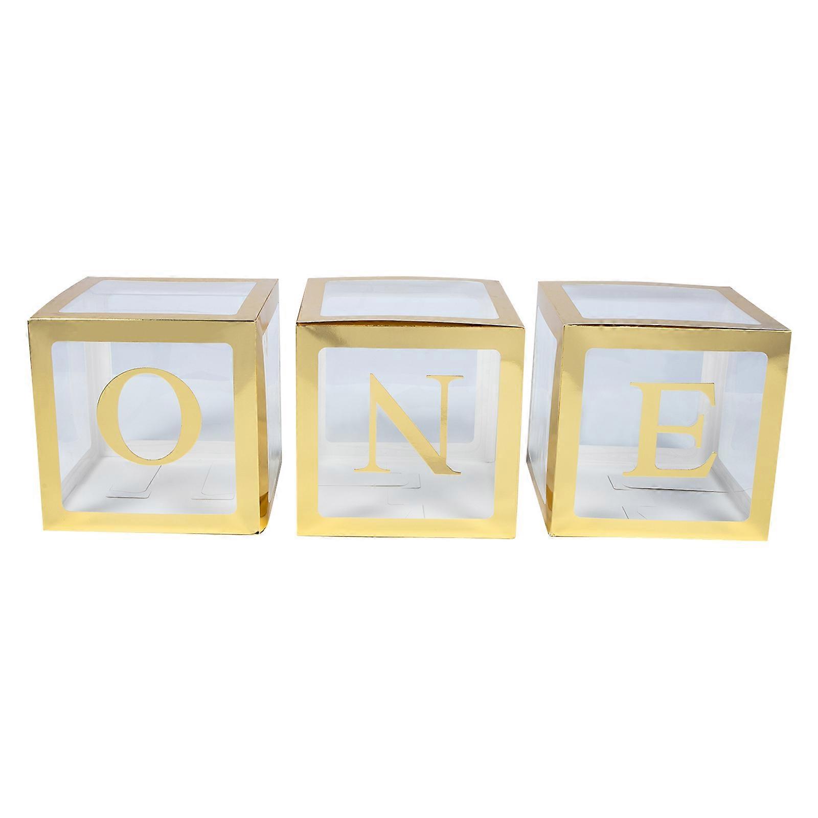 Baby Boxes with Letters Golden Square Birthday Party Decoration 30.00X30.00X30.00CM 1Set
