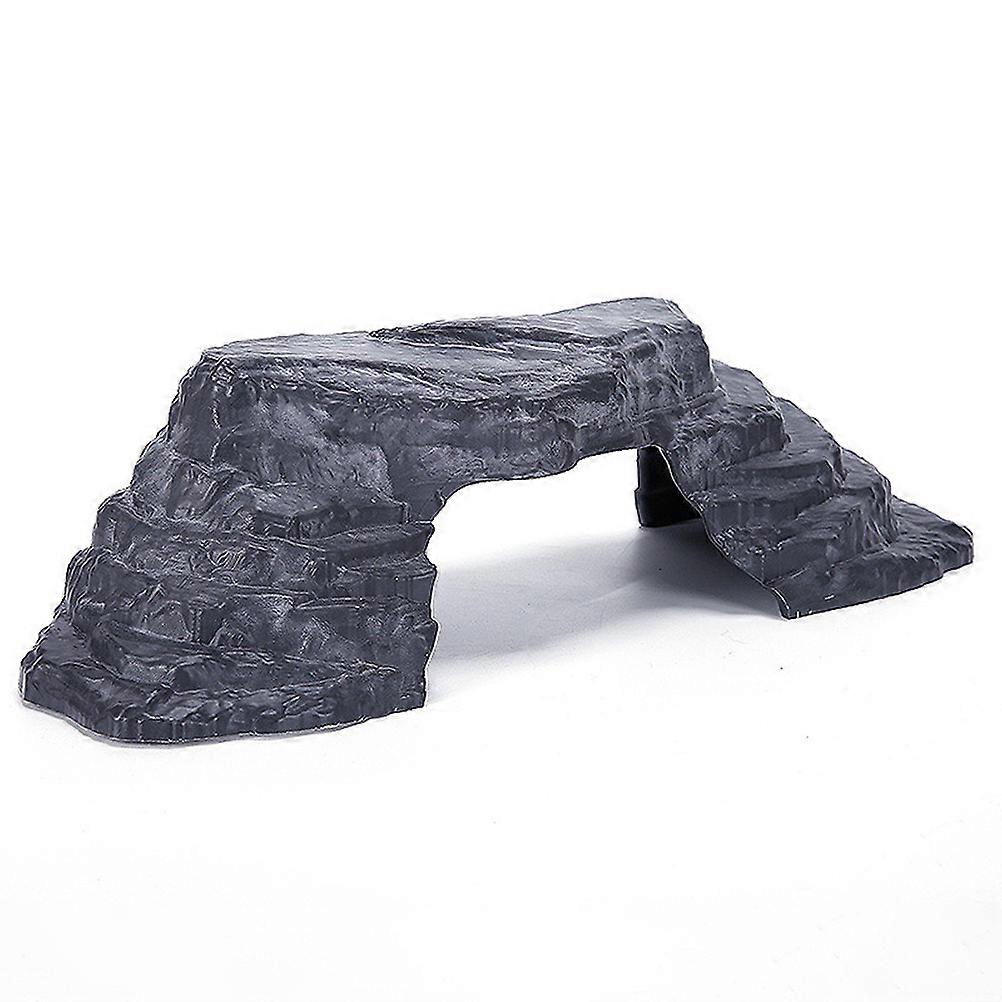 Turtle Tank Climbing Rocks Imitation Stone Turtle Basking Reptile Stone Bridge Climbing Hideout Dark Grey 38x13x9CM Aquarium Decoration 1Pack