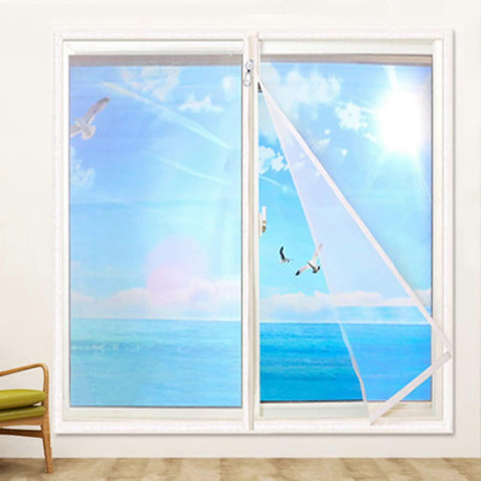 Fly Screen for Window Doors and Balcony, 100x140cm Mosquito Safety Mesh with Zipper, Cat Net for Insect Protection