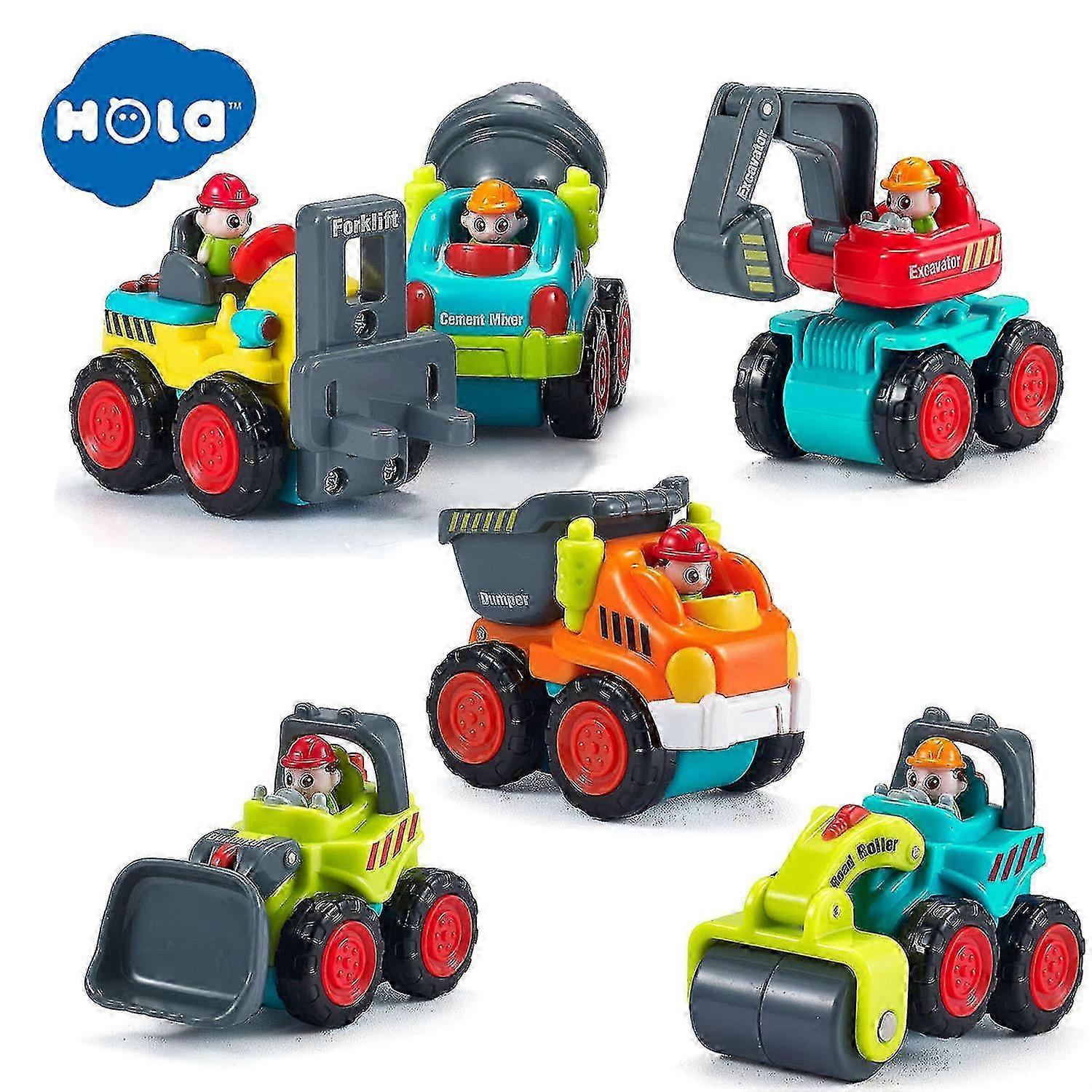 Baby Construction Truck Toys Playset - Mini Pocket Size Push And Go Vehicle Toy For Infants And Toddlers 18+ Months
