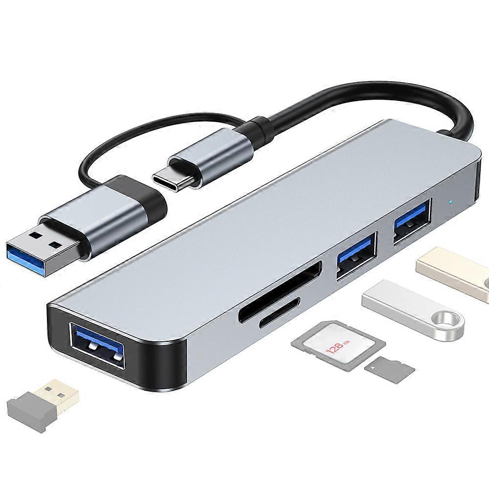 Type C to USB 3.0 Hub 5-in-1 Docking Station with USB 3.0 Port USB2.0 Ports SD/TF Card Reader Ultra Slim USB Splitter Plug and Play Compatible with L