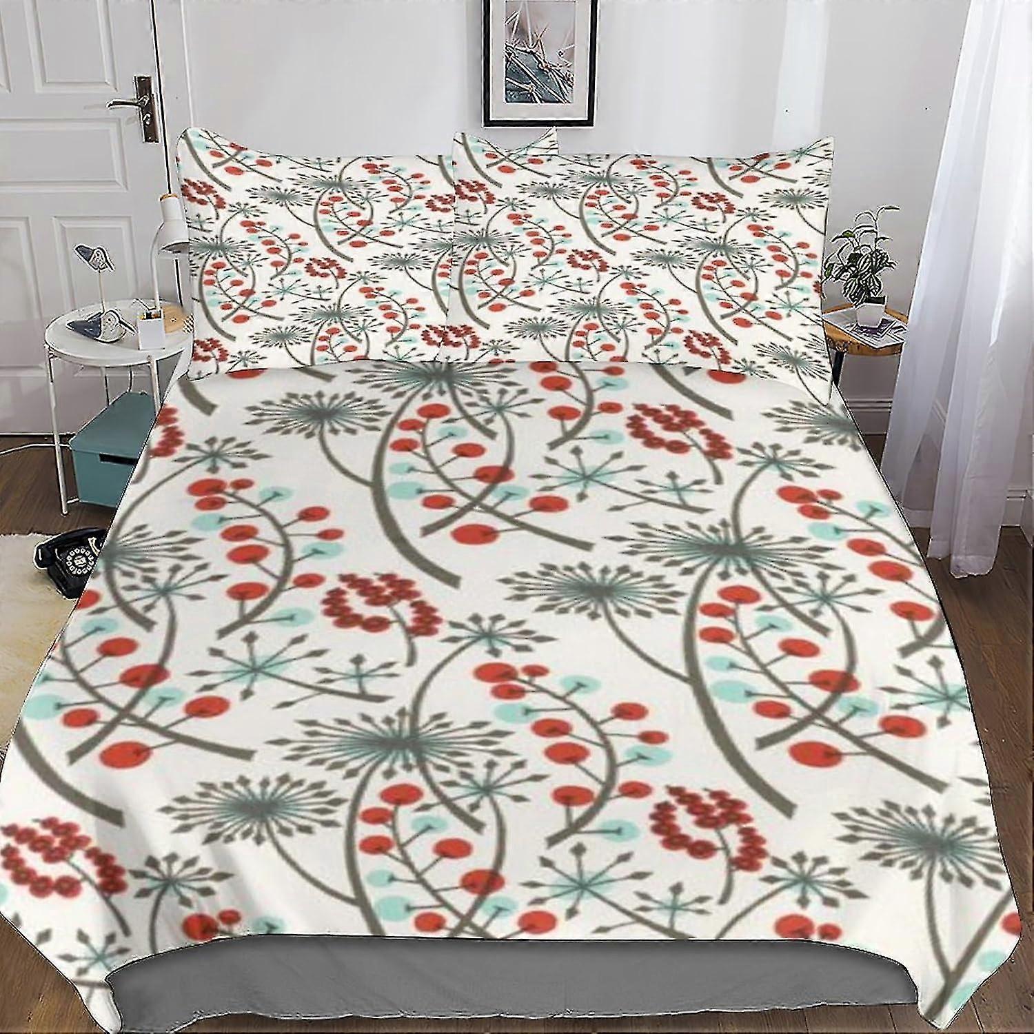 Conjunto de Edredom Vintage de 3 Peças com Design Floral Clássico 3D, Roupa de Cama de Microfibra Macia para Meninas