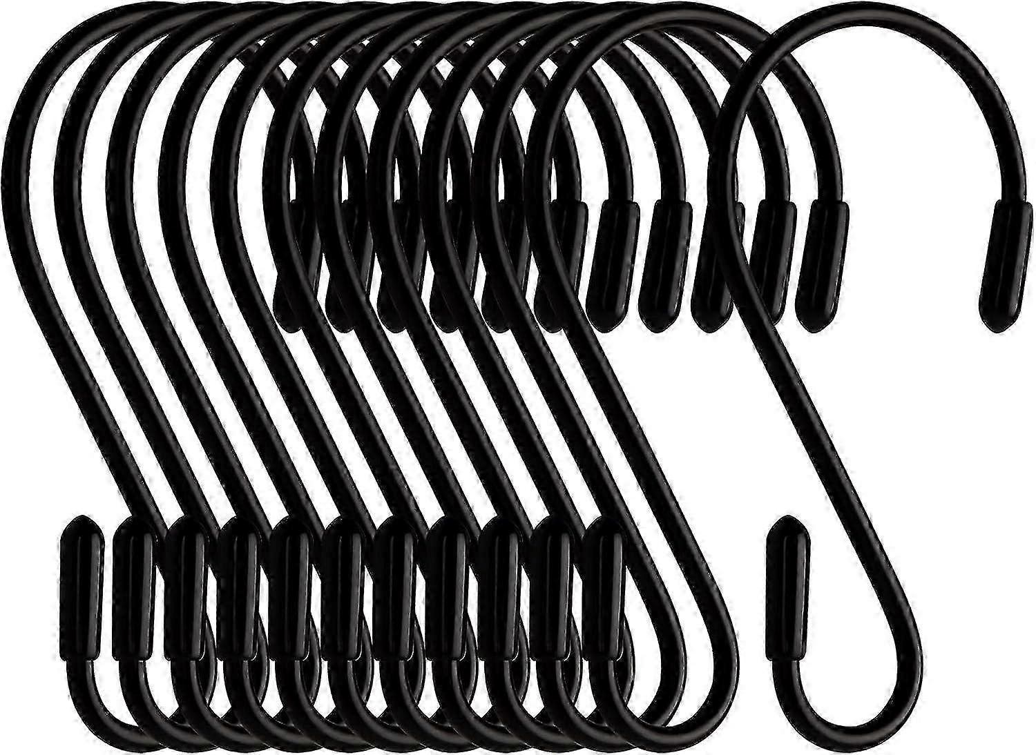 12 Pack S-Hooks Black 8cm S-Shaped Maximum Load: 5kg