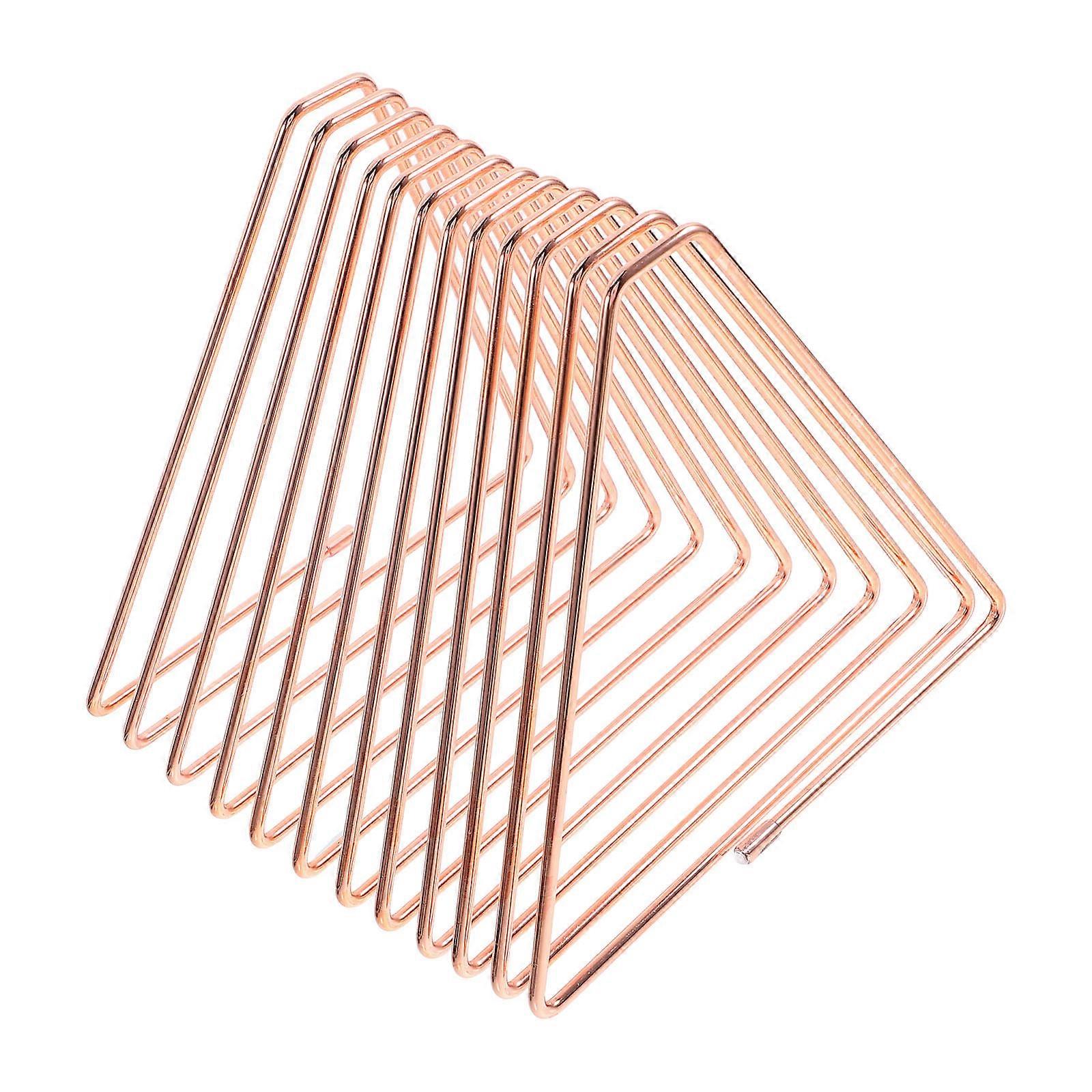 Gold Bookends Triangle Desktop Organizer For Desk File Storage Minimalist Design Metal 1Pcs