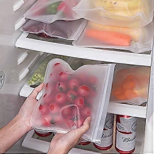 Zip Bag Silicone Food Storage Bag 28x26cm Reusable Freezer Bag Stand-Up Design Sealing Zip Neck Closure