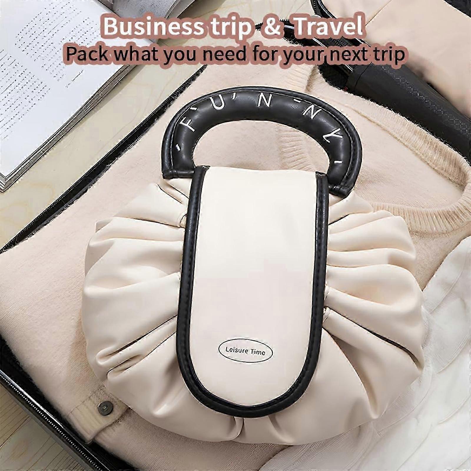 حقيبة مكياج برباط ، حقيبة منظم مكياج سفر مسطحة مقاومة للماء ، حقيبة مستحضرات التجميل ذات السعة الكبيرة منظم أدوات الزينة للنساء