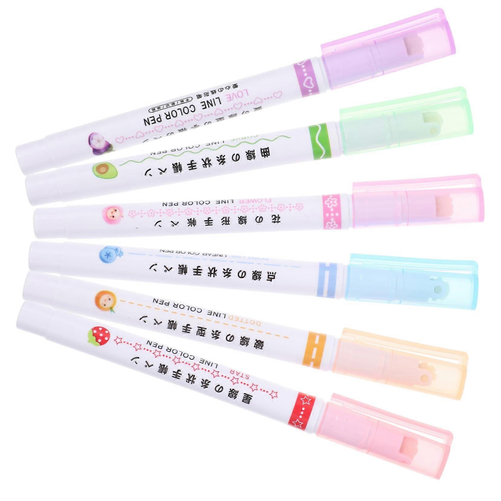 6 Pieces Contour Markers for Scrapbook, Floral Pattern, Bright Colours