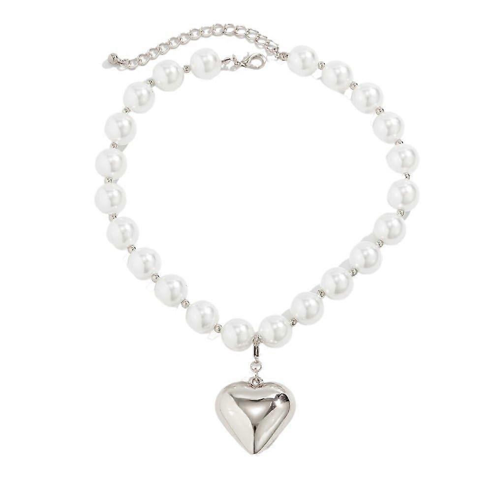 Exaggerated Heart Pendant Statement Necklace  Elegant Double Layer Collarbone Chain Ref: 4539