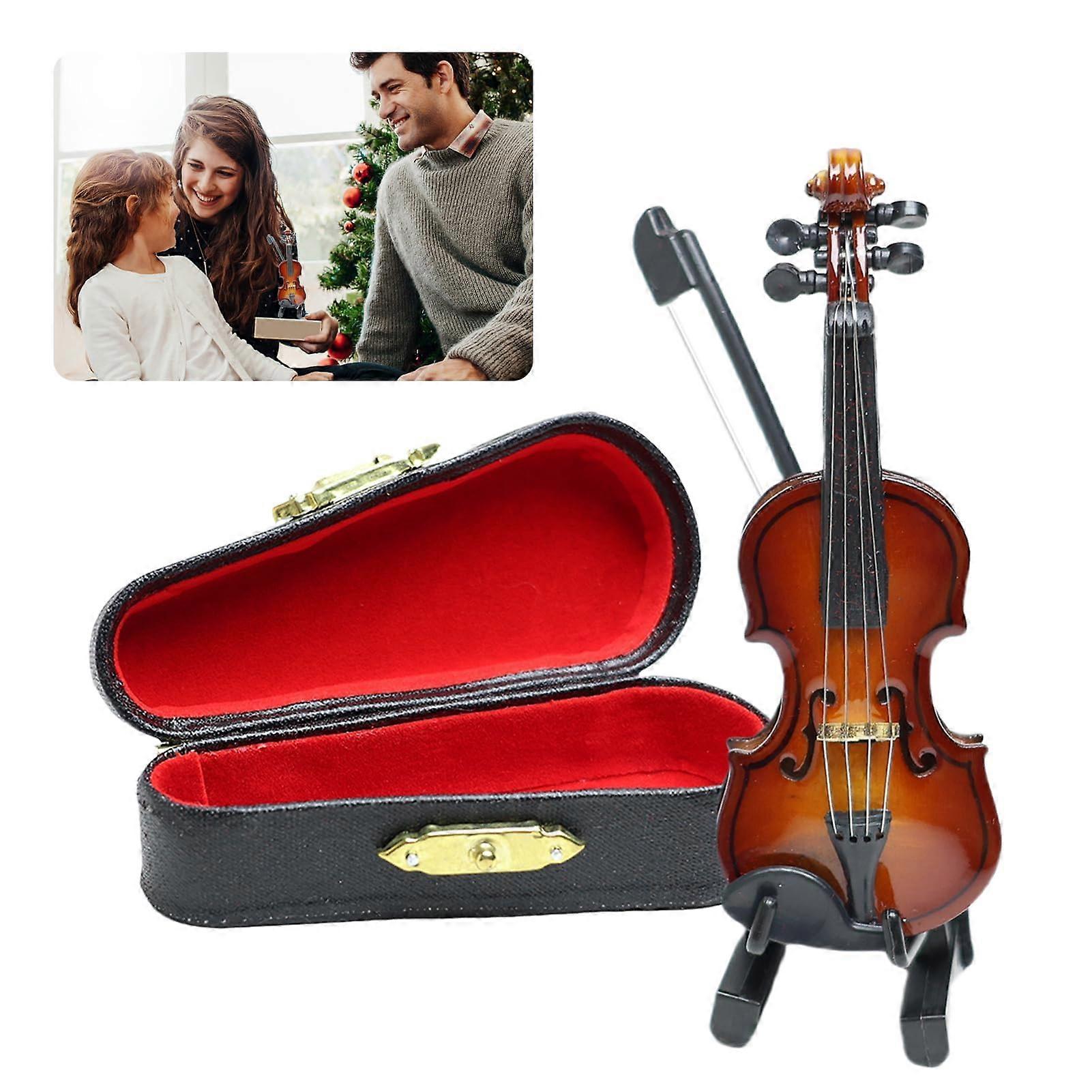 Tiny World's Smallest Emergency Violin, Miniature Wooden Instrument Model